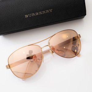 BURBERRY Women's BE3080 Sunglasses Matte Gold/Brown Mirror Rose Gold 59mm